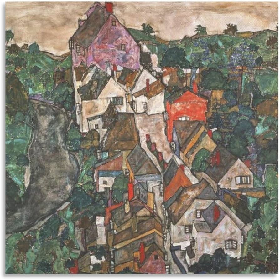 Amazon.co.jp: Egon Schiele エゴン・シーレ (都市の景色) 風景絵画